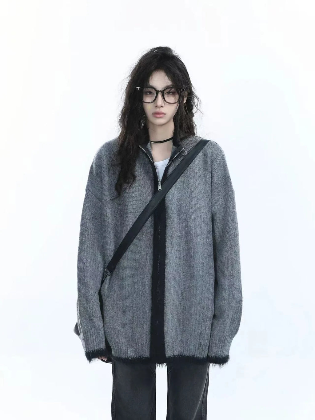 Zipped Knit Cardigan   OL1968