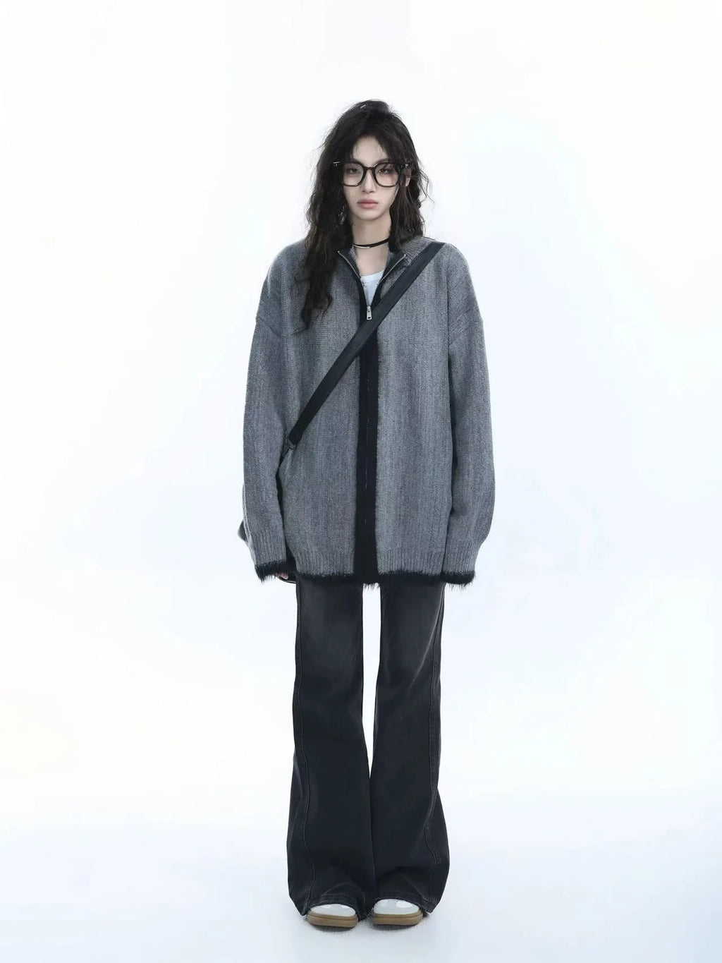 Zipped Knit Cardigan   OL1968