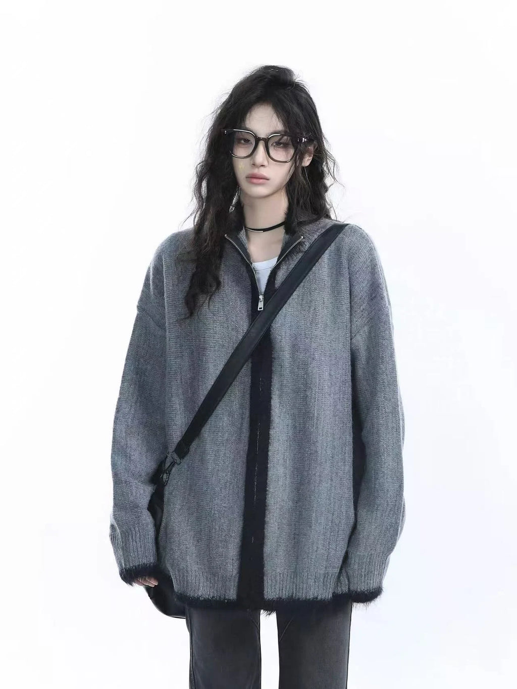 Zipped Knit Cardigan   OL1968