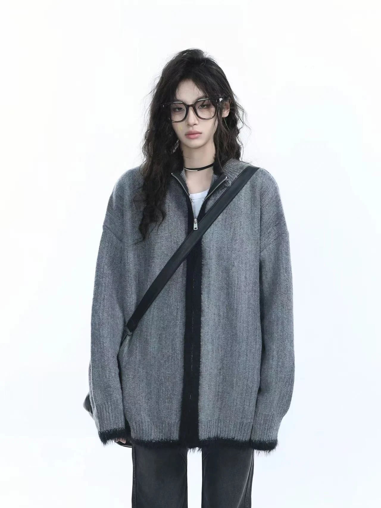 Zipped Knit Cardigan   OL1968