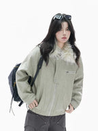 Vintage Shearling Collar Padded Jacket   OL1969