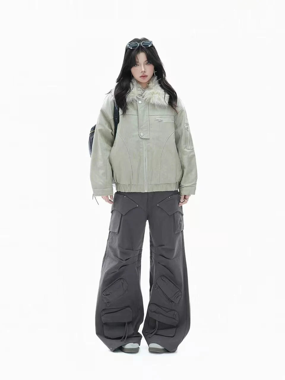 Vintage Shearling Collar Padded Jacket   OL1969