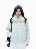 Vintage Shearling Collar Padded Jacket   OL1969