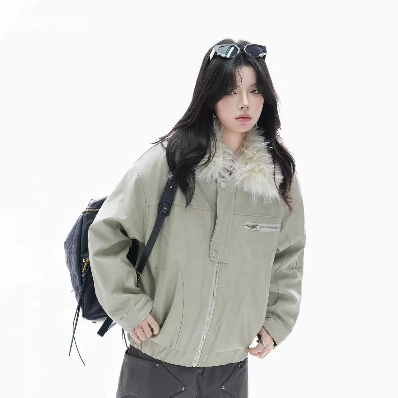 Vintage Shearling Collar Padded Jacket   OL1969