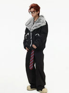 Oversized Shearling Lapel Padded Coat   OL1972