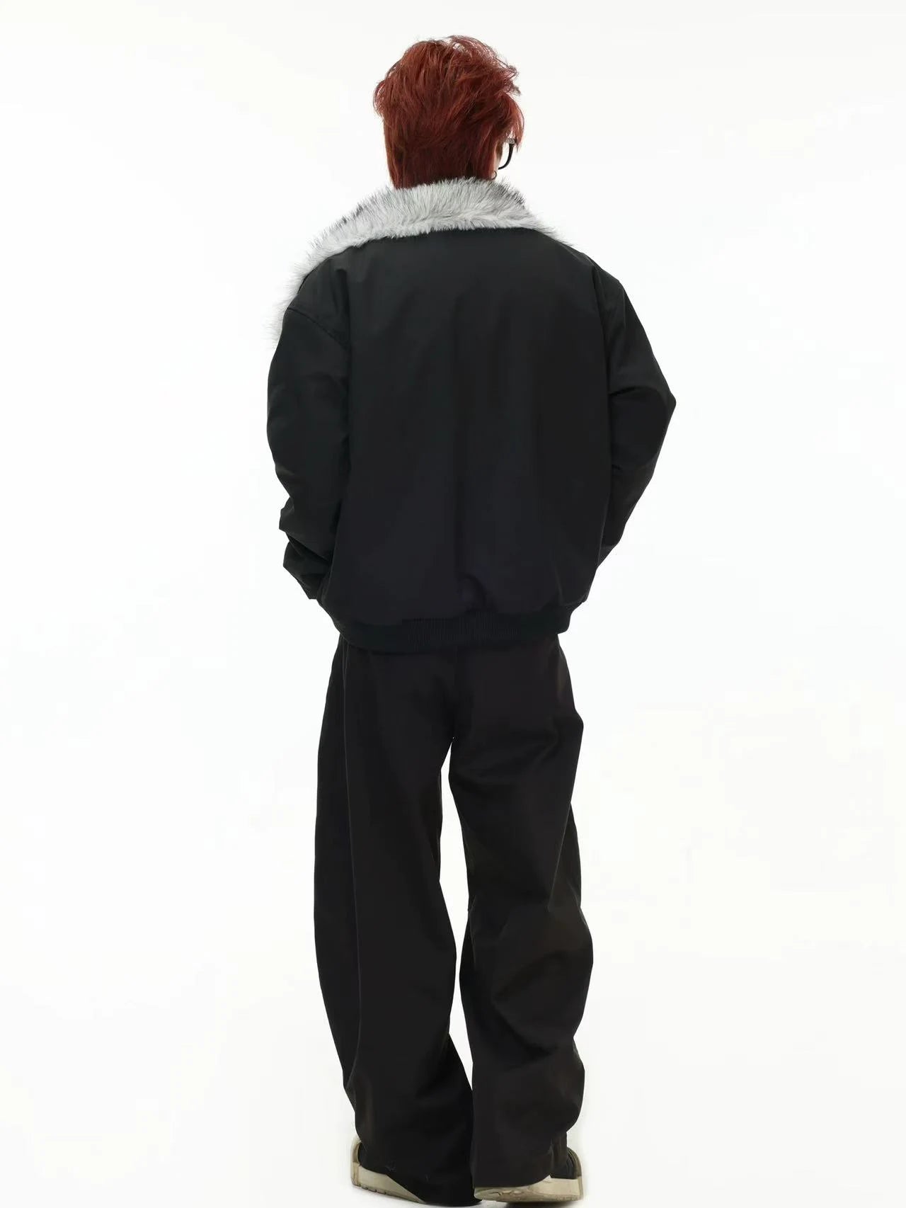 Oversized Shearling Lapel Padded Coat   OL1972