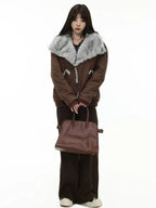 Oversized Shearling Lapel Padded Coat   OL1972