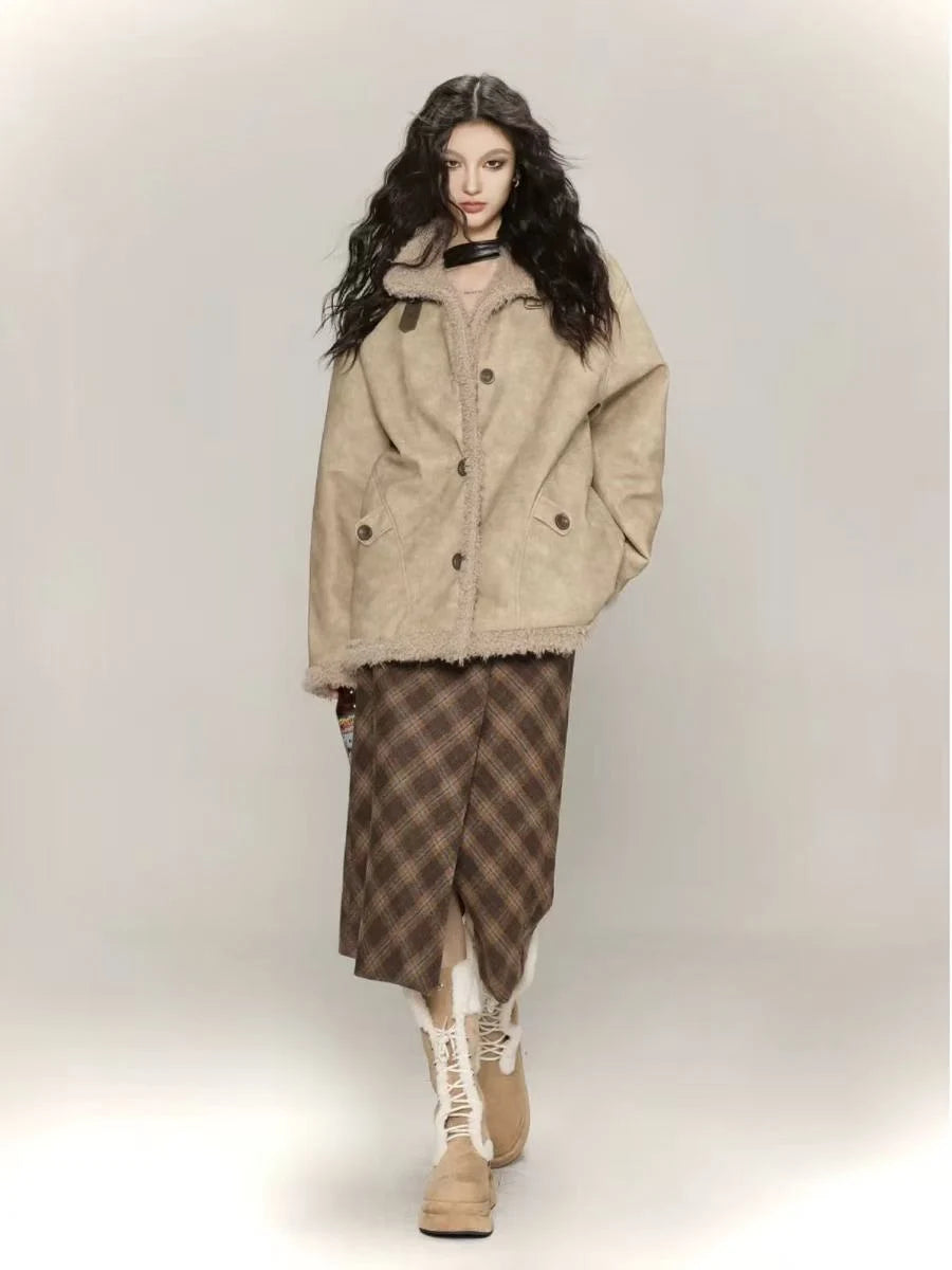 Faux Shearling Moto Jacket   OL1973