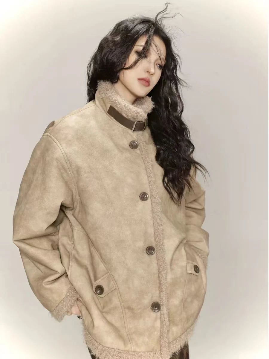 Faux Shearling Moto Jacket   OL1973