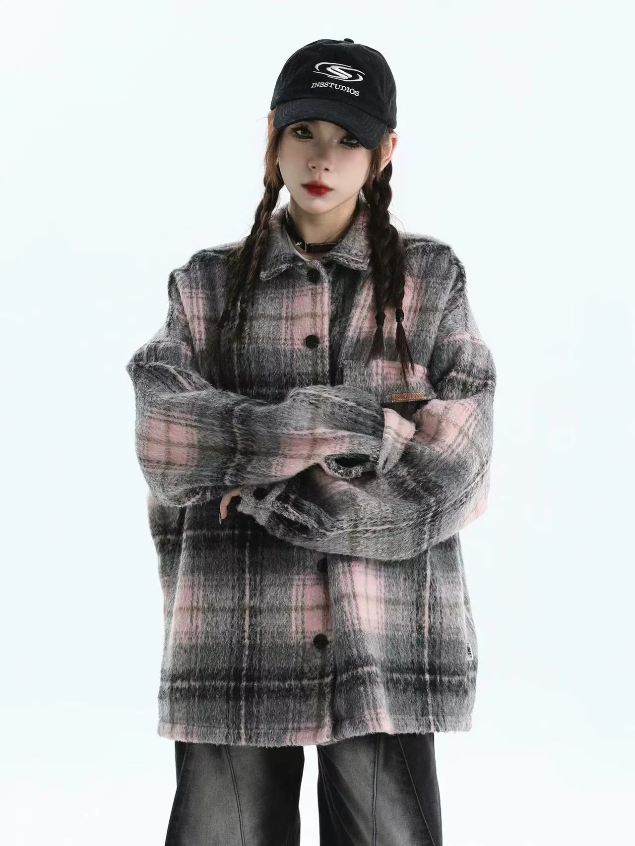 Chic Tweed Plaid Overshirt Jacket   OL1979