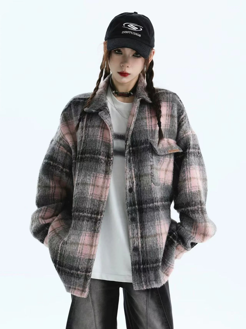 Chic Tweed Plaid Overshirt Jacket   OL1979
