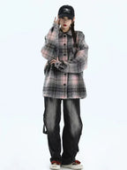 Chic Tweed Plaid Overshirt Jacket   OL1979