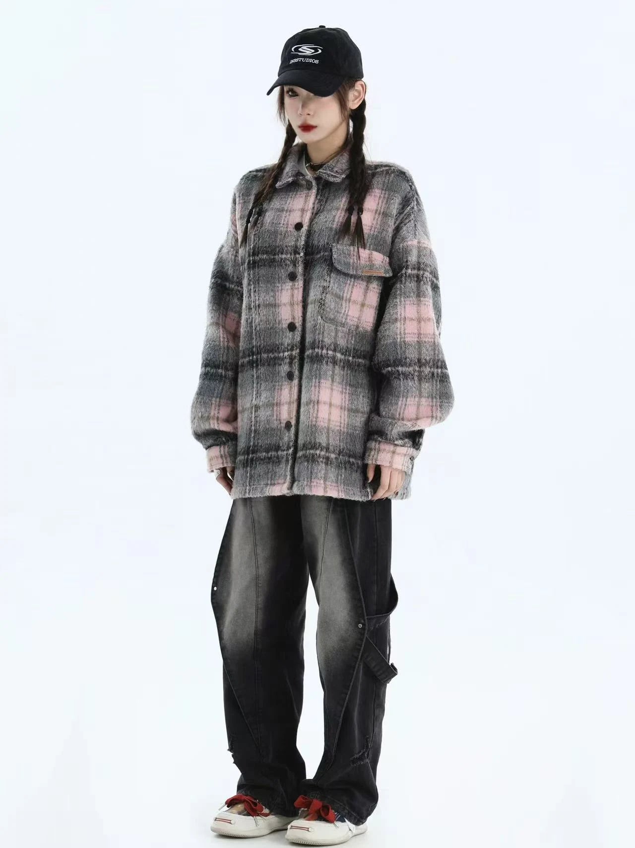 Chic Tweed Plaid Overshirt Jacket   OL1979