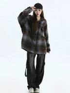Chic Tweed Plaid Overshirt Jacket   OL1979