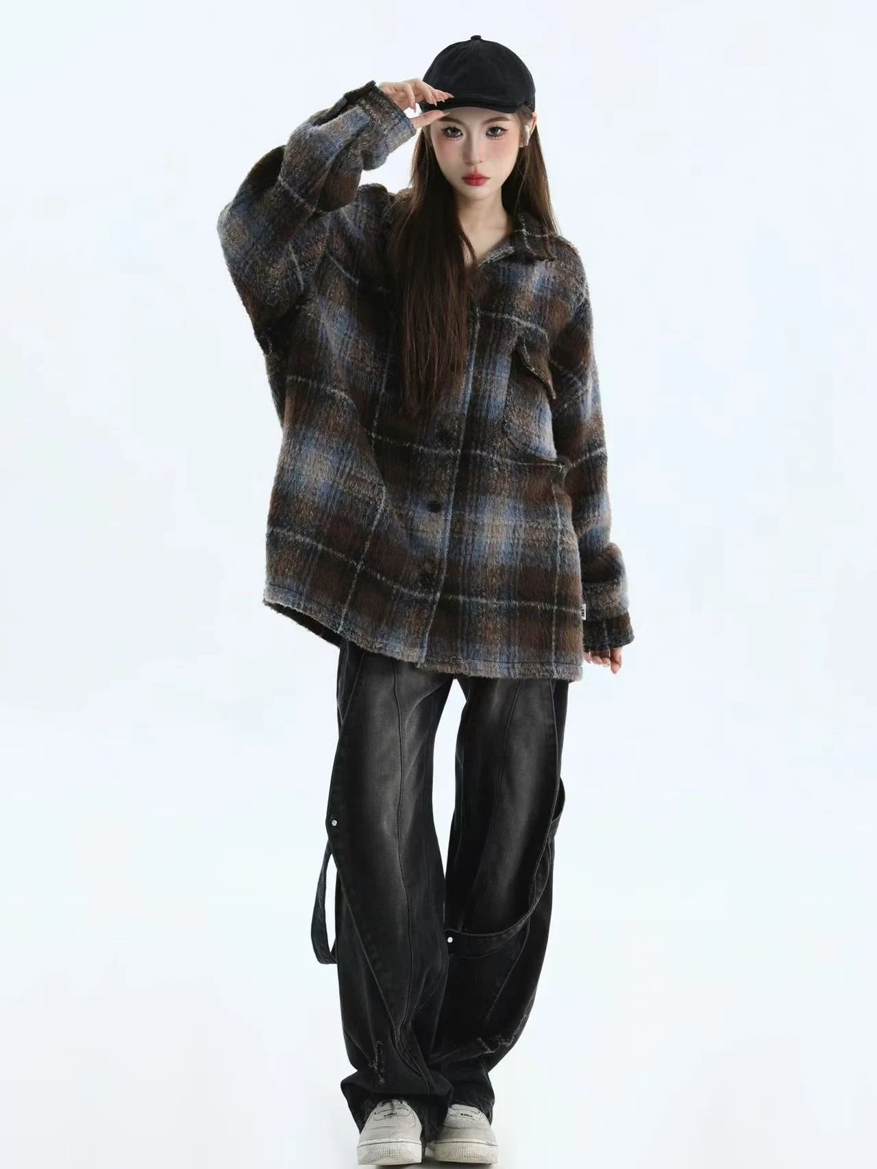 Chic Tweed Plaid Overshirt Jacket   OL1979