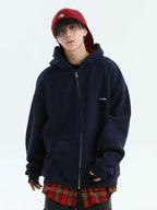 Layered Plaid Hoodie Cardigan   OL1980