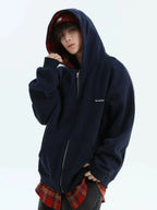 Layered Plaid Hoodie Cardigan   OL1980