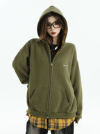 Layered Plaid Hoodie Cardigan   OL1980