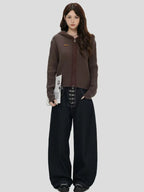 Bear-Ear Knit Hooded Cardigan   OL1981