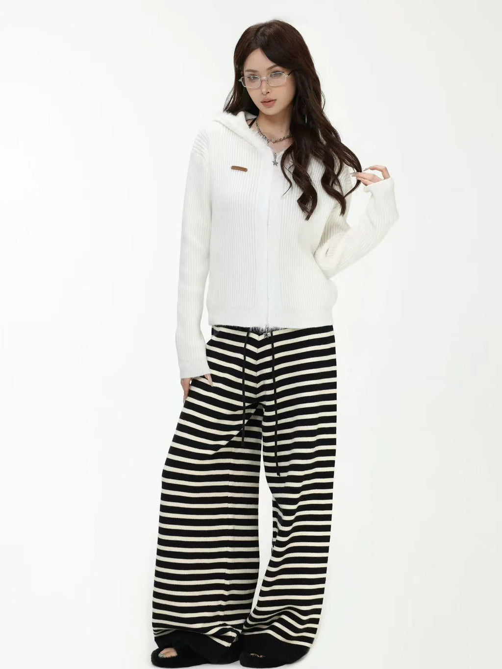 Bear-Ear Knit Hooded Cardigan   OL1981