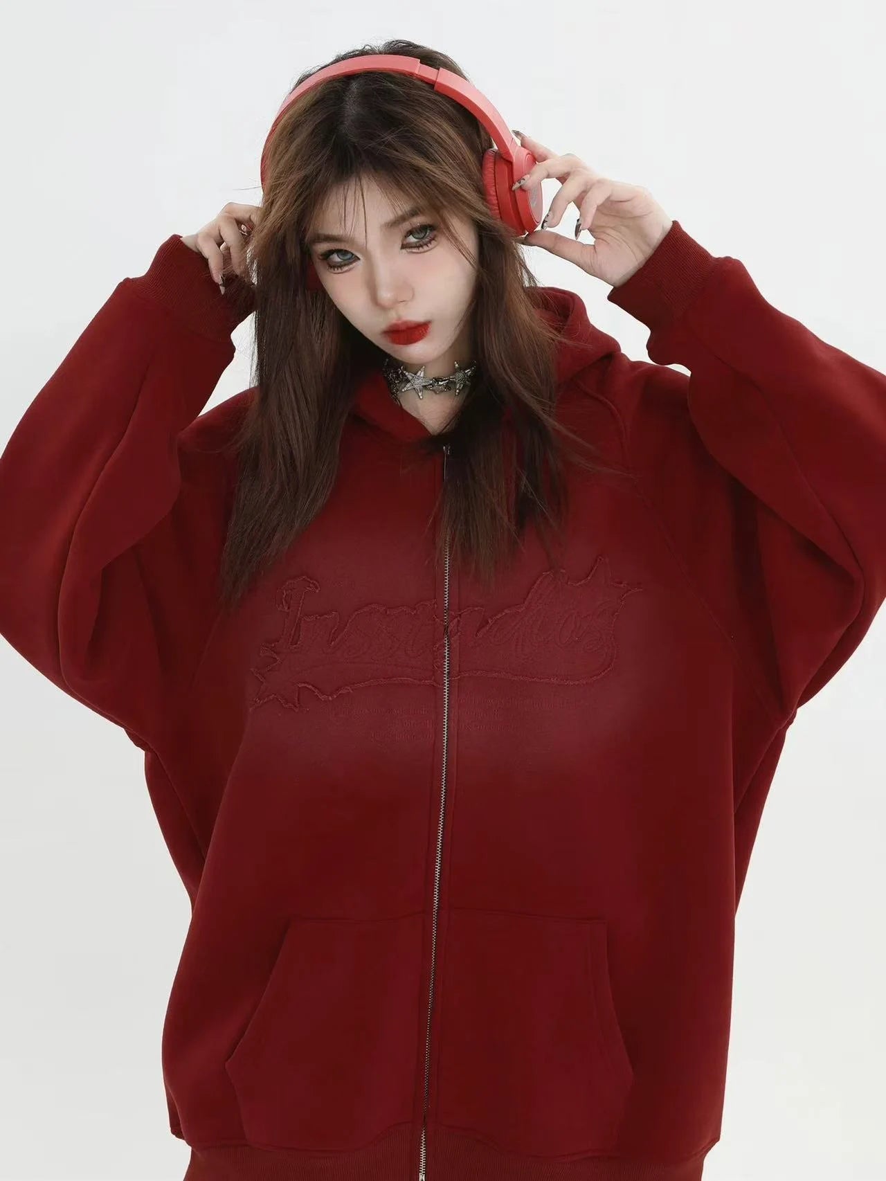 Logo Patch Hooded Zip Sweat Jacket   OL1982