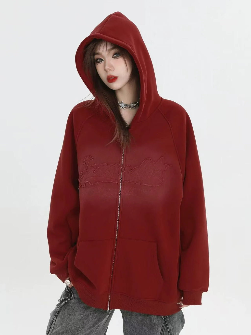 Logo Patch Hooded Zip Sweat Jacket   OL1982