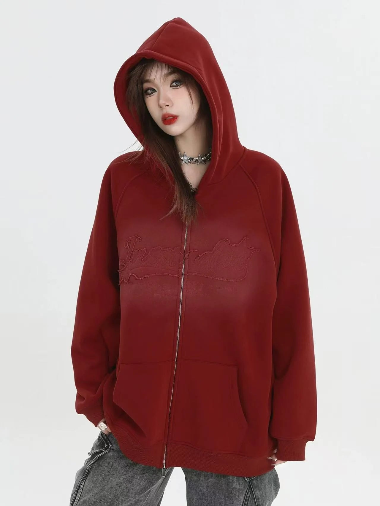 Logo Patch Hooded Zip Sweat Jacket   OL1982