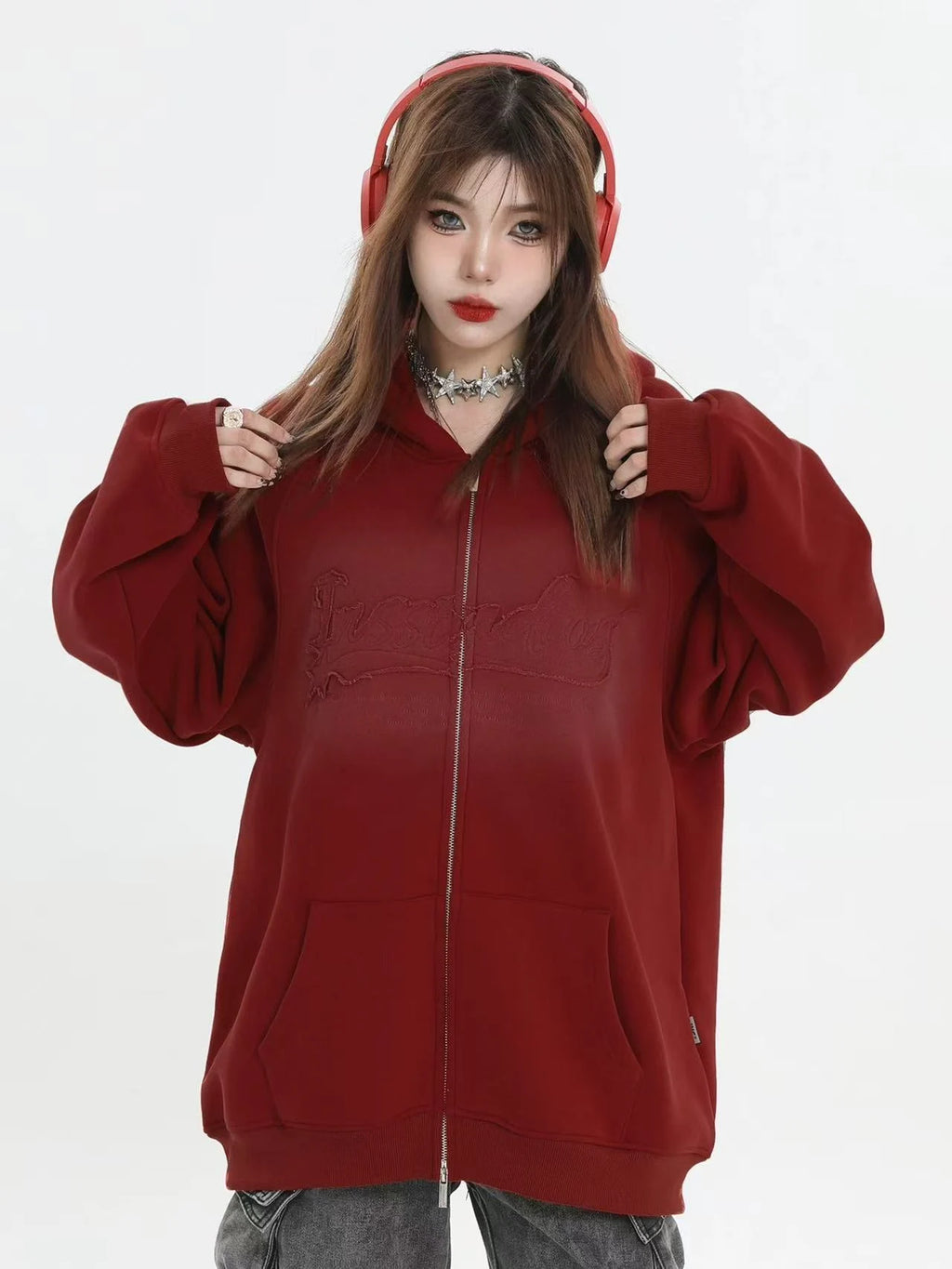 Logo Patch Hooded Zip Sweat Jacket   OL1982