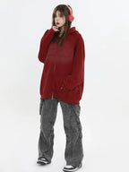 Logo Patch Hooded Zip Sweat Jacket   OL1982