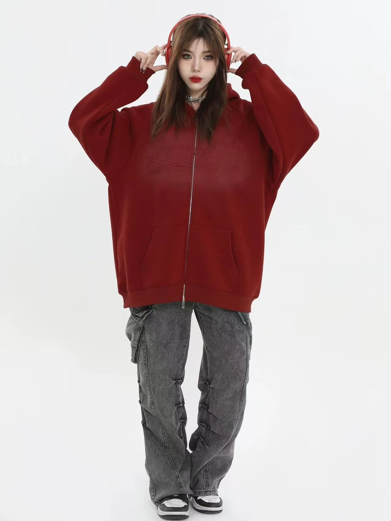 Logo Patch Hooded Zip Sweat Jacket   OL1982