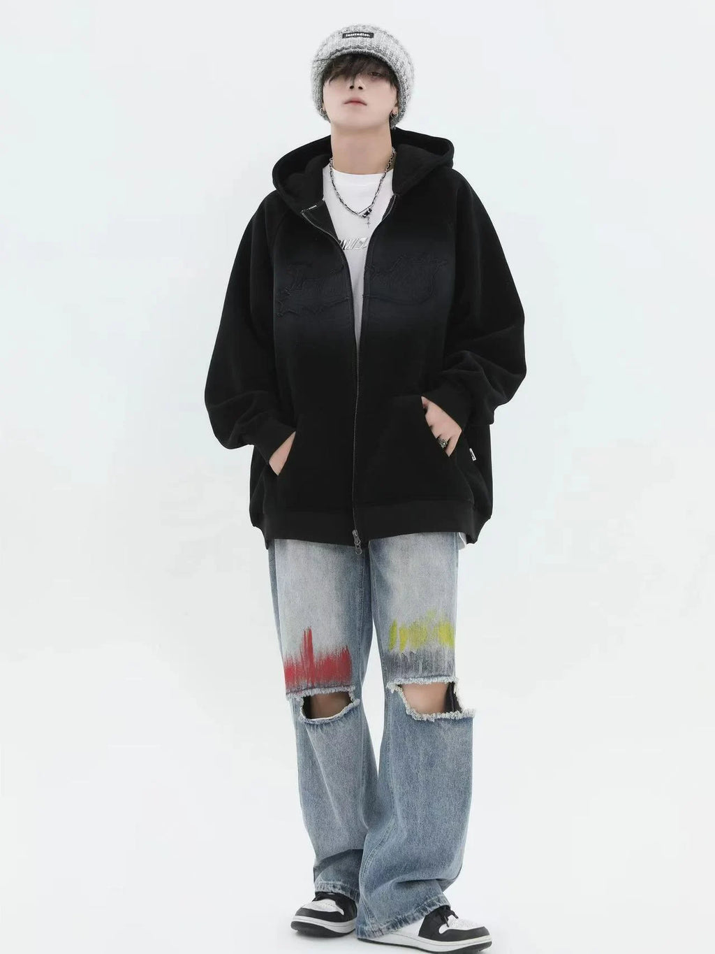 Logo Patch Hooded Zip Sweat Jacket   OL1982