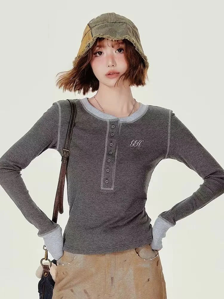 Contrast-Fit Retro Long Sleeve Tee   OL1983