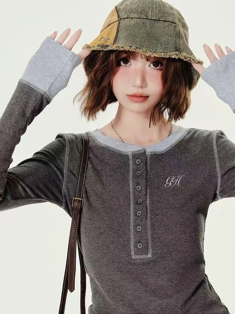 Contrast-Fit Retro Long Sleeve Tee   OL1983