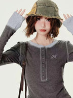 Contrast-Fit Retro Long Sleeve Tee   OL1983