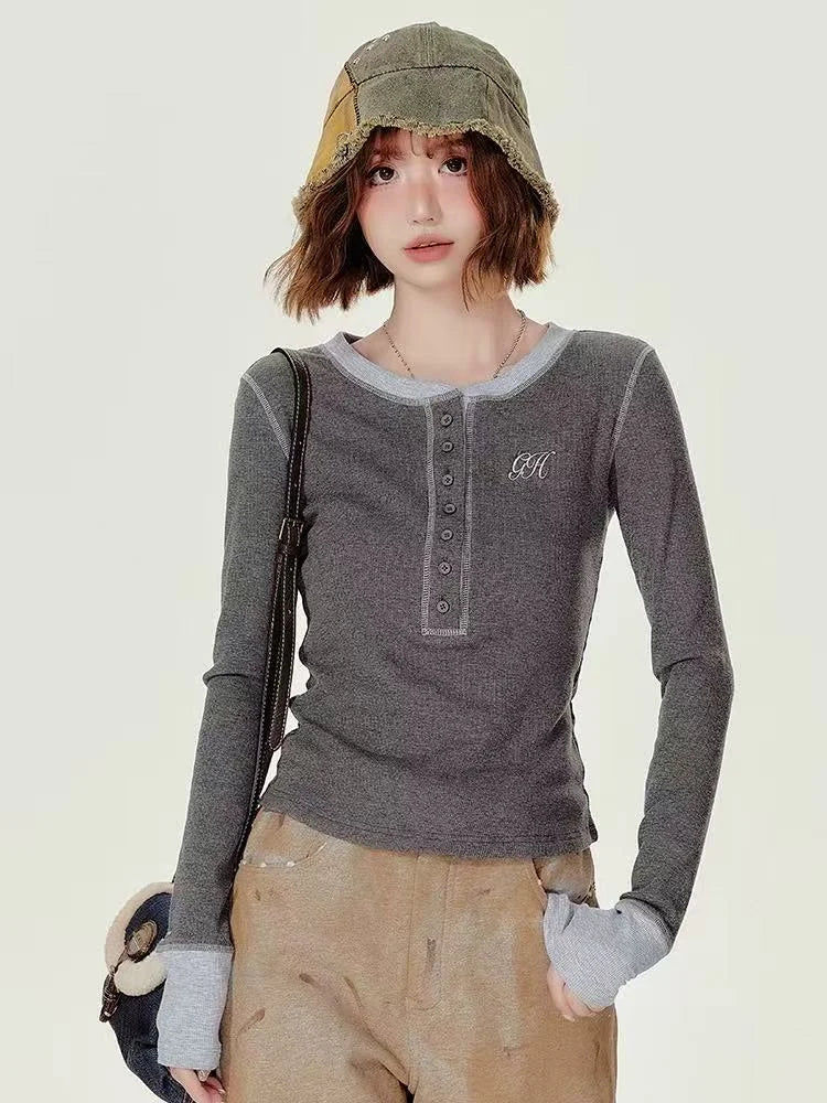 Contrast-Fit Retro Long Sleeve Tee   OL1983