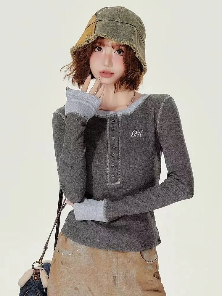 Contrast-Fit Retro Long Sleeve Tee   OL1983