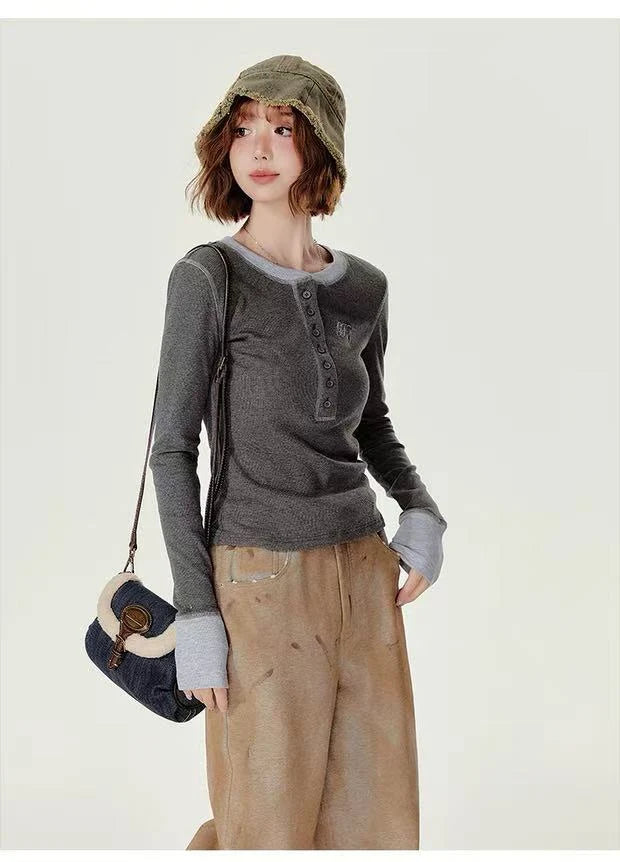 Contrast-Fit Retro Long Sleeve Tee   OL1983