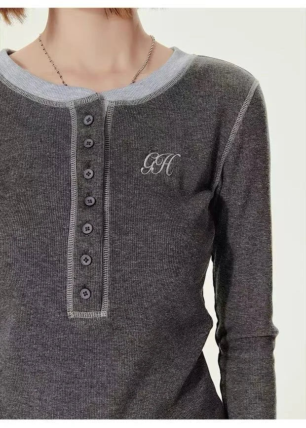 Contrast-Fit Retro Long Sleeve Tee   OL1983