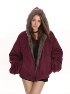 Reversible Faux Suede Sherpa Jacket   OL1977
