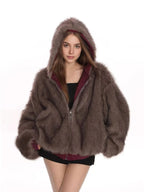 Reversible Faux Suede Sherpa Jacket   OL1977