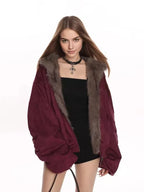 Reversible Faux Suede Sherpa Jacket   OL1977