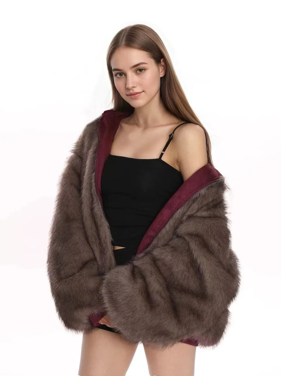 Reversible Faux Suede Sherpa Jacket   OL1977