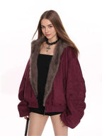 Reversible Faux Suede Sherpa Jacket   OL1977