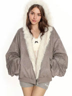 Reversible Faux Suede Sherpa Jacket   OL1977