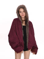 Reversible Faux Suede Sherpa Jacket   OL1977