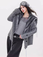 Faux-Fur Collar Knit Cardigan   OL1976