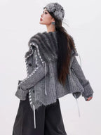 Faux-Fur Collar Knit Cardigan   OL1976