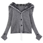 Faux-Fur Collar Knit Cardigan   OL1976