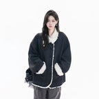 Shearling-Collar Suede Touch Jacket   OL1974