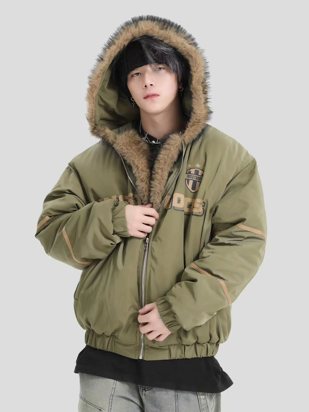 Oversized Plush Hooded Puffer   OL1975